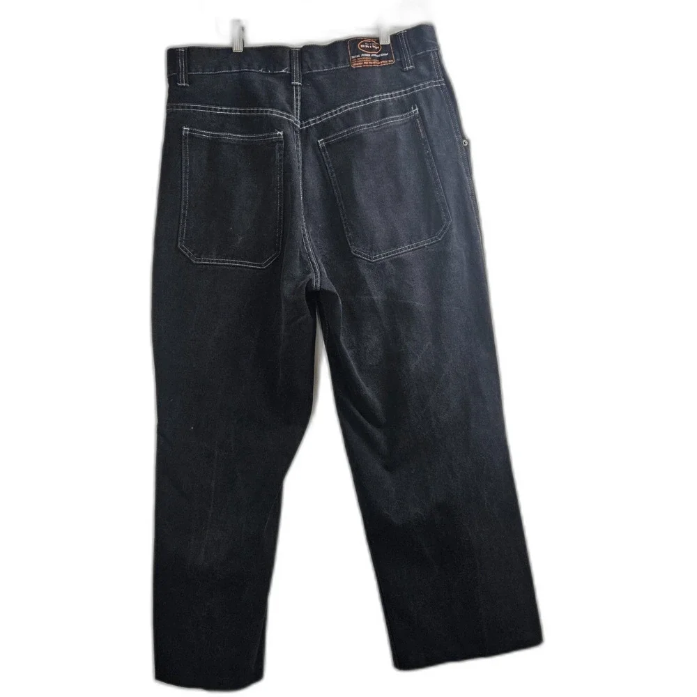 VTG 90s On the Brink Wide Leg Loose Fit Black Jeans Men's 36X30 Big Pockets